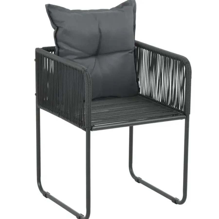 Tuinsets|Tuinsets-vidaXL - 7-delige Tuinset met kussens - Zwart - PVC-rattan - 184.5x90 cm