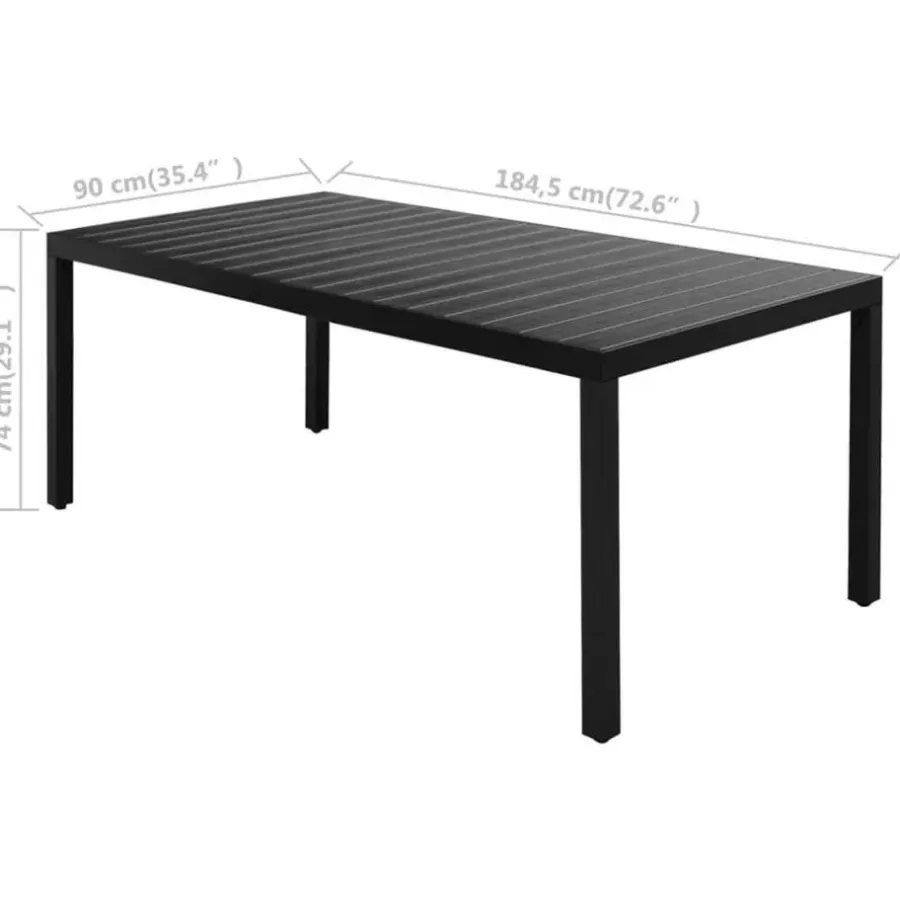 Tuinsets|Tuinsets-vidaXL - 7-delige Tuinset met kussens - Zwart - PVC-rattan - 184.5x90 cm