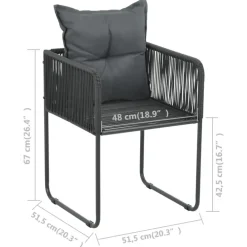 Tuinsets|Tuinsets-vidaXL - 7-delige Tuinset met kussens - Zwart - PVC-rattan - 184.5x90 cm