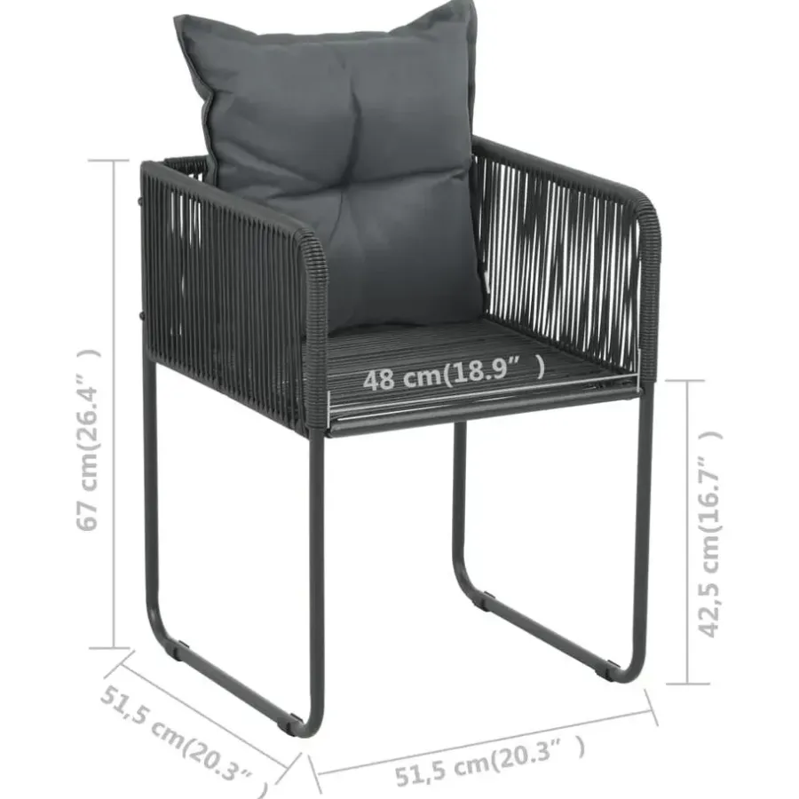 Tuinsets|Tuinsets-vidaXL - 7-delige Tuinset met kussens - Zwart - PVC-rattan - 184.5x90 cm
