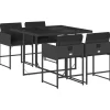 Tuinsets|Tuinsets-vidaXL - 5-delige Tuinset met kussens - Zwart - PE rattan en glas - 110x106 cm
