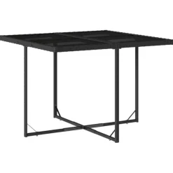 Tuinsets|Tuinsets-vidaXL - 5-delige Tuinset met kussens - Zwart - PE rattan en glas - 110x106 cm