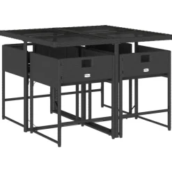Tuinsets|Tuinsets-vidaXL - 5-delige Tuinset met kussens - Zwart - PE rattan en glas - 110x106 cm