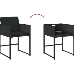 Tuinsets|Tuinsets-vidaXL - 5-delige Tuinset met kussens - Zwart - PE rattan en glas - 110x106 cm