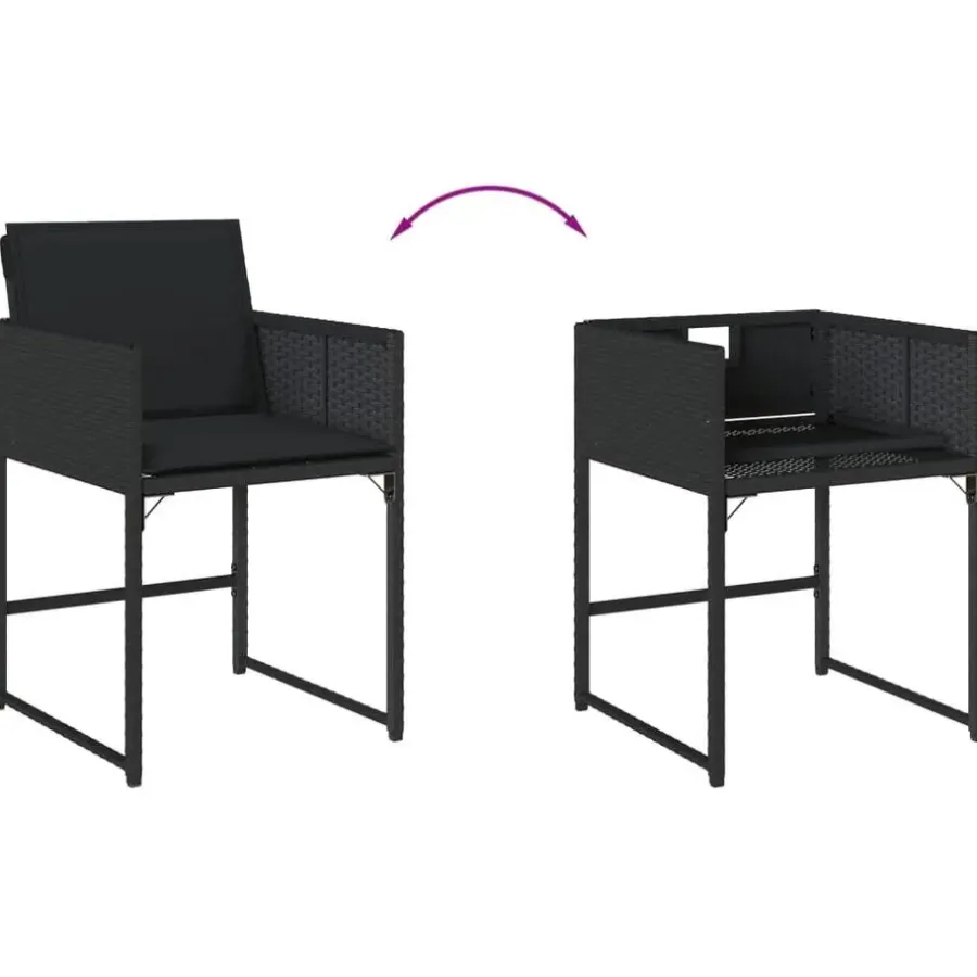 Tuinsets|Tuinsets-vidaXL - 5-delige Tuinset met kussens - Zwart - PE rattan en glas - 110x106 cm