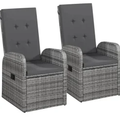 vidaXL - 9-delige Tuinset met kussens 8 grijs verstelbaar stoelen - 200x100 cm