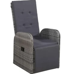 vidaXL - 9-delige Tuinset met kussens 8 grijs verstelbaar stoelen - 200x100 cm