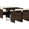 vidaXL - 5-delige Tuinset met wit kussens - Bruin - PE rattan - 110x106 cm