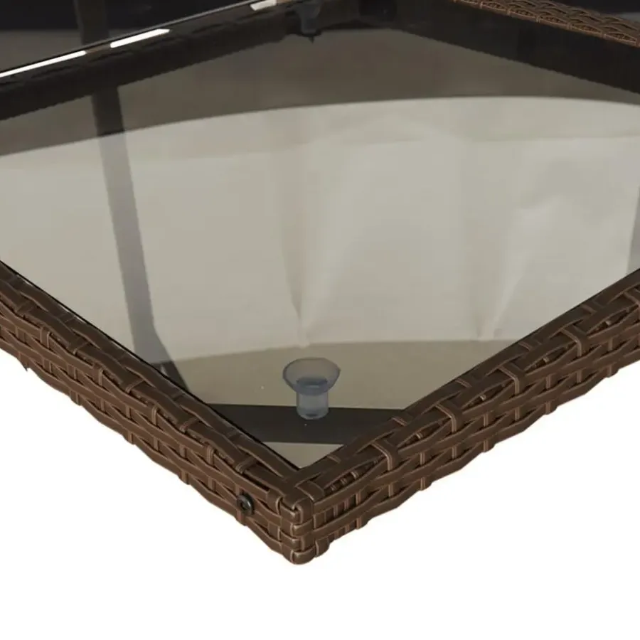 vidaXL - 5-delige Tuinset met wit kussens - Bruin - PE rattan - 110x106 cm