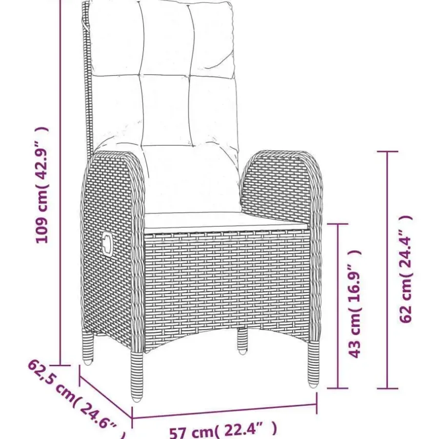 vidaXL - 5-delige Tuinset met kussens - Zwart - PE-rattan en glas - 160x80 cm