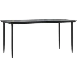 vidaXL - 5-delige Tuinset met kussens - Zwart - PE-rattan en glas - 160x80 cm