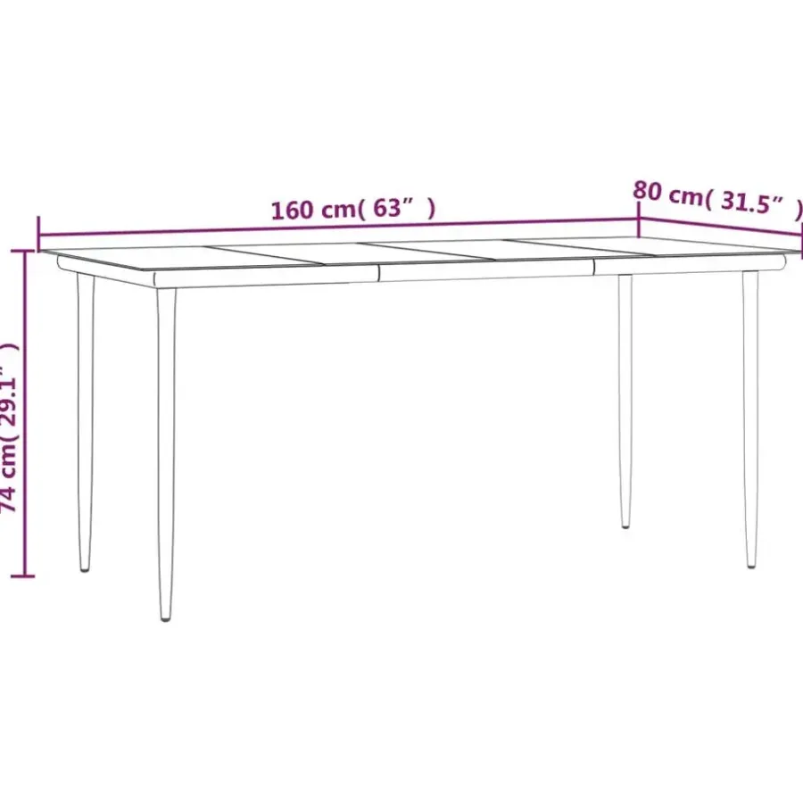 vidaXL - 5-delige Tuinset met kussens - Zwart - PE-rattan en glas - 160x80 cm