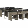 vidaXL - 7-delige Tuinset met donkergrijs kussens - PE rattan - 110x106 cm