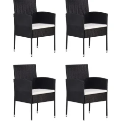 vidaXL - 5-delige Tuinset met wit kussens - Zwart poly rattan - 80x80 cm