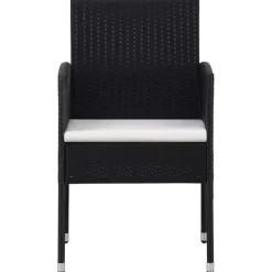vidaXL - 5-delige Tuinset met wit kussens - Zwart poly rattan - 80x80 cm