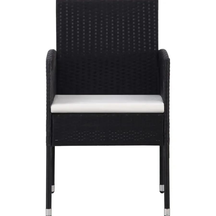 vidaXL - 5-delige Tuinset met wit kussens - Zwart poly rattan - 80x80 cm