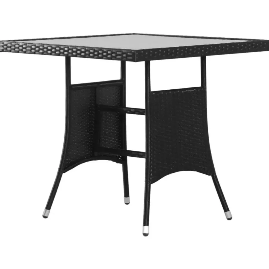 vidaXL - 5-delige Tuinset met wit kussens - Zwart poly rattan - 80x80 cm