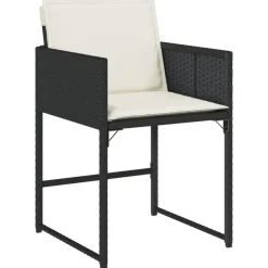 Tuinsets-vidaXL - 5-delige Tuinset wit kussens - Zwart - PE rattan en glas - 110x106 cm