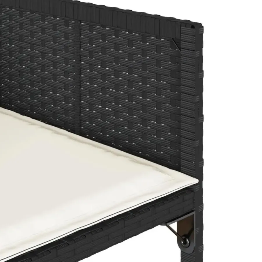 vidaXL - 5-delige Tuinset wit kussens - Zwart - PE rattan en hout - 110x106 cm