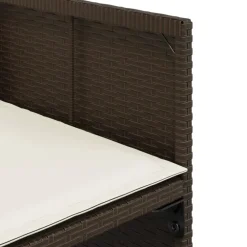 Tuinsets-vidaXL - 5-delige Tuinset wit kussens - Bruin poly rattan en staal - 110x106 cm
