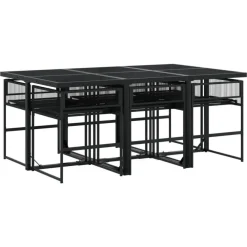 vidaXL - 7-delige Tuinset wit zitkussens - Zwart - PE rattan - 165x107 cm