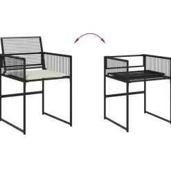 vidaXL - 7-delige Tuinset wit zitkussens - Zwart - PE rattan - 165x107 cm