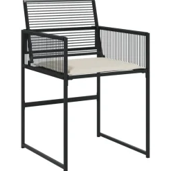 vidaXL - 7-delige Tuinset wit zitkussens - Zwart - PE rattan - 165x107 cm