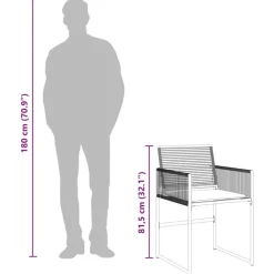 vidaXL - 7-delige Tuinset wit zitkussens - Zwart - PE rattan - 165x107 cm
