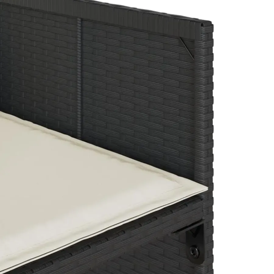 vidaXL - 9-delige Tuinset wit kussens 4 krukken - Zwart - PE rattan - 110x106 cm