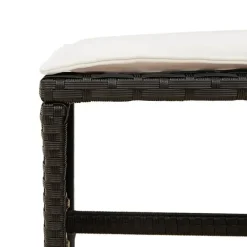 vidaXL - 9-delige Tuinset wit kussens 4 krukken - Zwart poly rattan - 110x106 cm