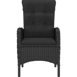 Tuinsets-vidaXL - 5-delige Tuinset zwart - 4 verstelbaar stoelen en 85x85 cm tafel