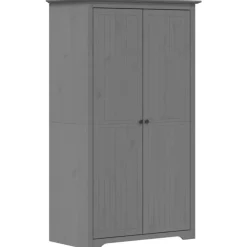 Kledingkasten|Kledingkasten-vidaXL - 2-deurs Kledingkast BODO - Massief grenenhout - Grijs - 99x53.5x173 cm