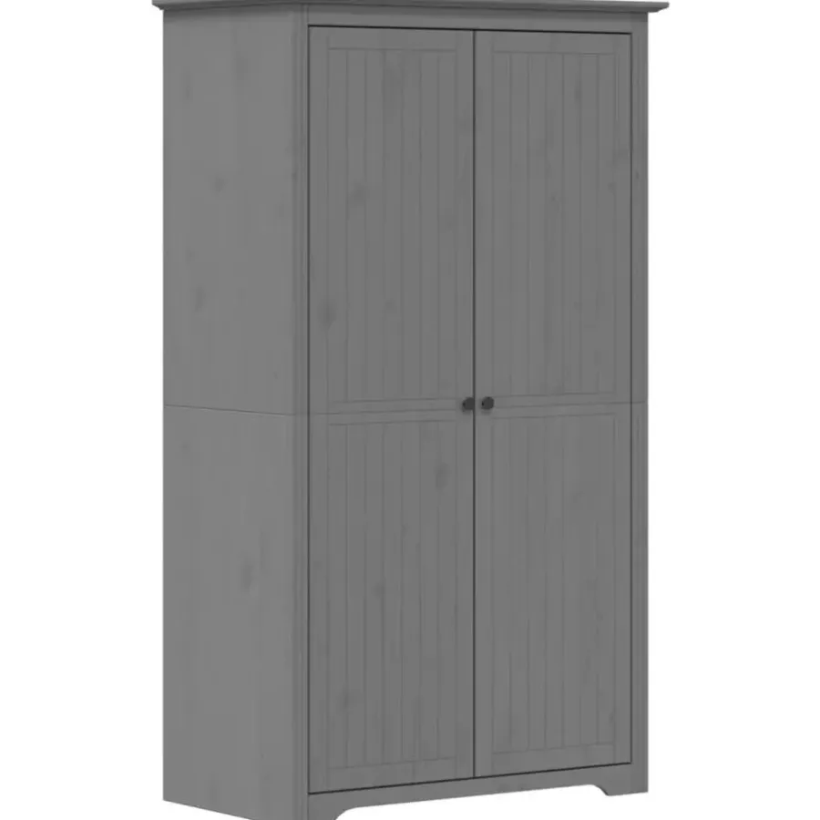 Kledingkasten|Kledingkasten-vidaXL - 2-deurs Kledingkast BODO - Massief grenenhout - Grijs - 99x53.5x173 cm