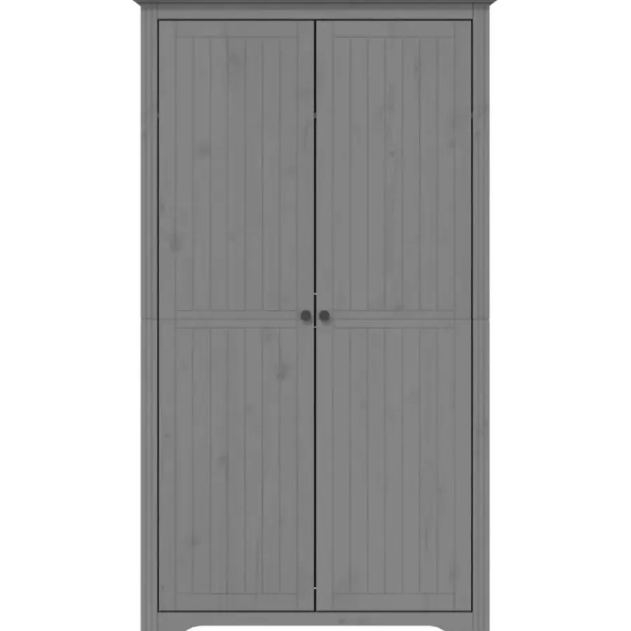 Kledingkasten|Kledingkasten-vidaXL - 2-deurs Kledingkast BODO - Massief grenenhout - Grijs - 99x53.5x173 cm