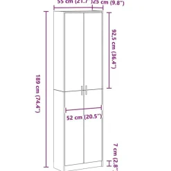 vidaXL - 2-deurs Kledingkast met planken - Hout - Zwart eiken - 55x25x189 cm