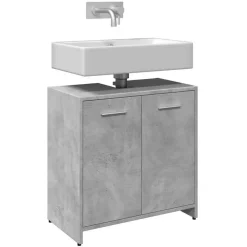 Wastafelkasten-vidaXL - 2-deurs Wastafelonderkast - Betongrijs - Bewerkt hout - 60x33x60 cm