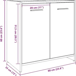 Wastafelkasten-vidaXL - 2-deurs Wastafelonderkast - Betongrijs - Bewerkt hout - 60x33x60 cm