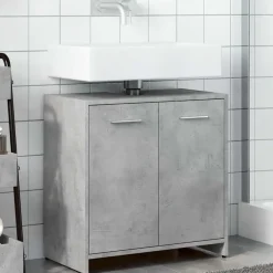 Wastafelkasten-vidaXL - 2-deurs Wastafelonderkast - Betongrijs - Bewerkt hout - 60x33x60 cm