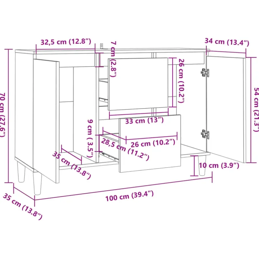 Dressoirs-vidaXL - Dressoir - Bruin - Bewerkt hout