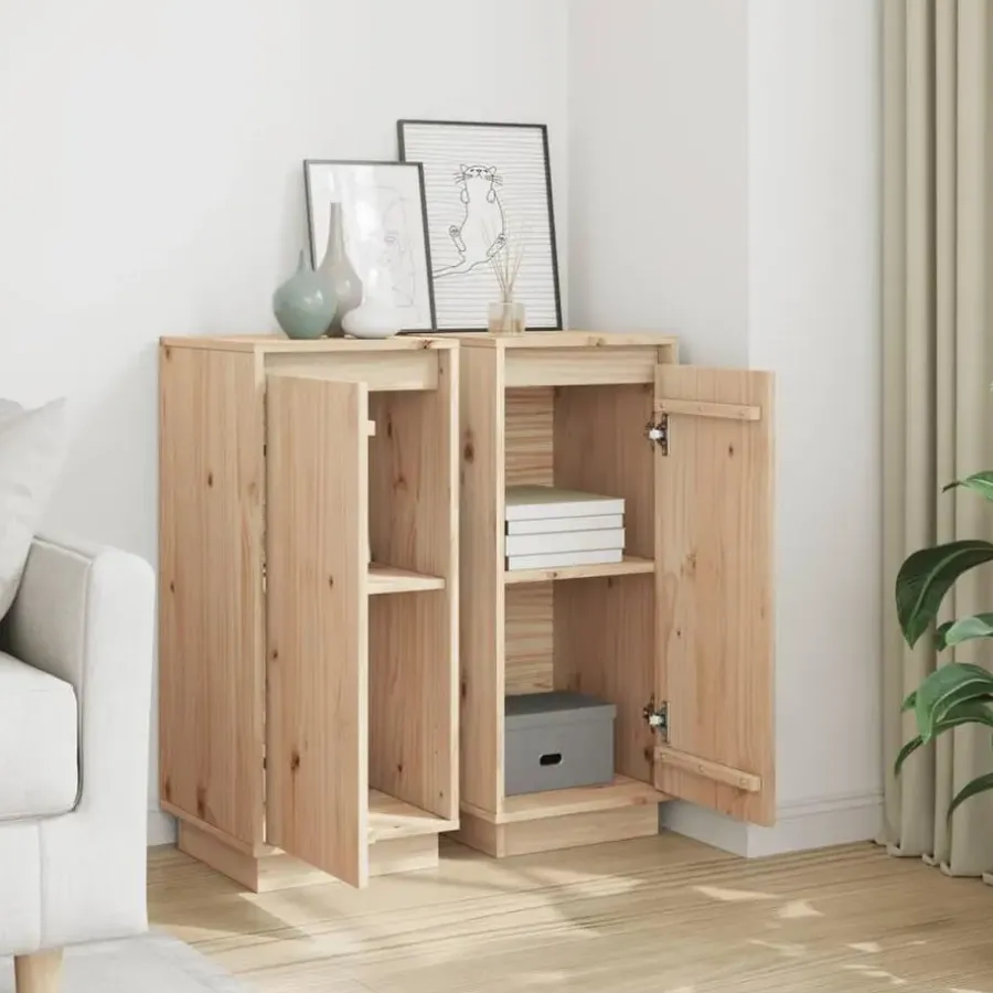vidaXL - Dressoir - Bruin - Grenenhout - 2 stuks