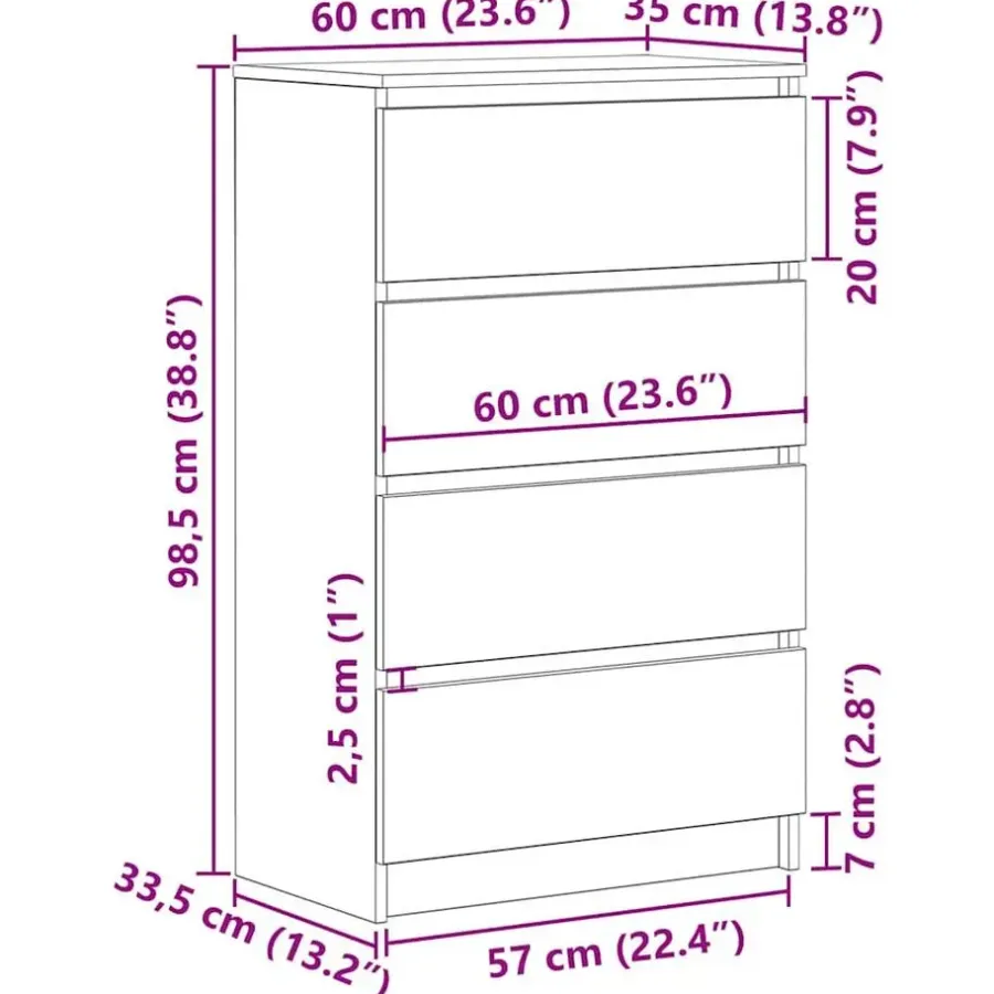 Ladekasten|Ladekasten-vidaXL - Dressoir - Bruin - Bewerkt hout