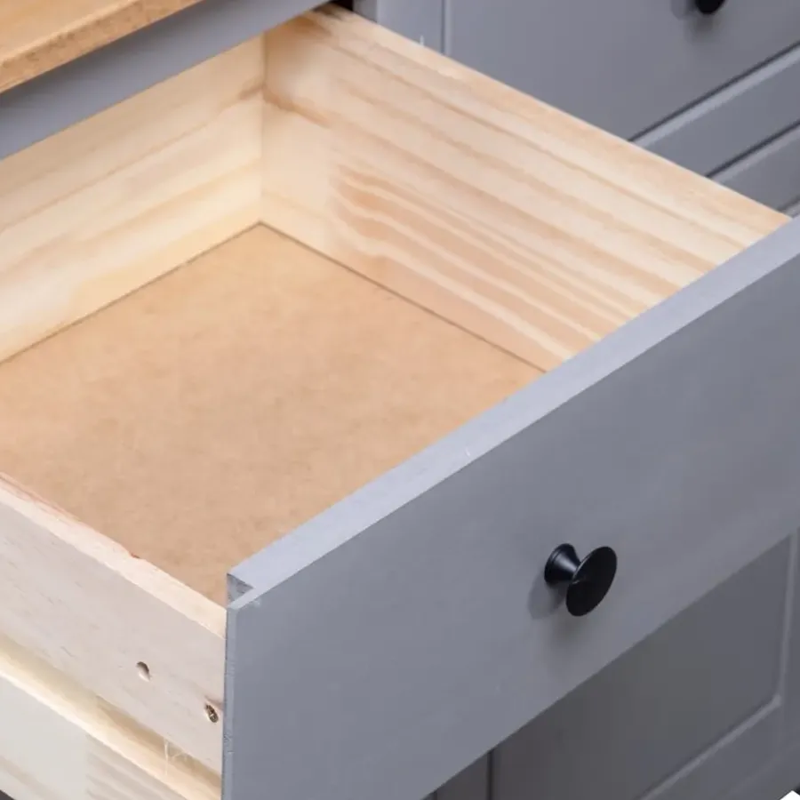 vidaXL - Dressoir - Grijs - Grenenhout