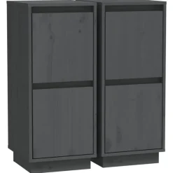 Wandkasten-vidaXL - Dressoir - Grijs - Grenenhout - 2 stuks