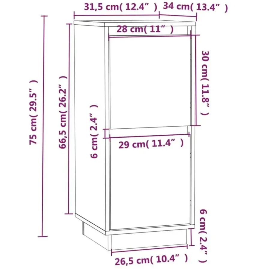 Wandkasten-vidaXL - Dressoir - Grijs - Grenenhout - 2 stuks