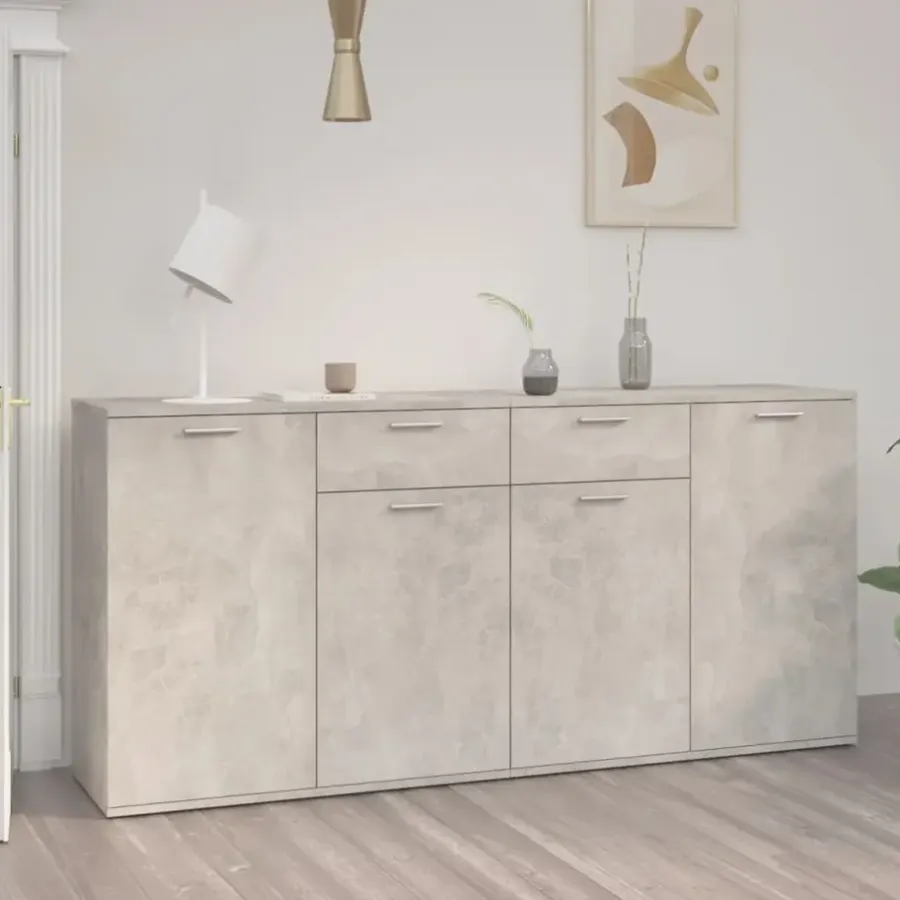 Dressoirs-vidaXL - Dressoir - Grijs - Bewerkt hout