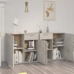 Dressoirs-vidaXL - Dressoir - Grijs - Bewerkt hout