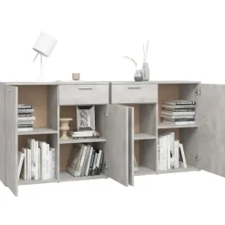 Dressoirs-vidaXL - Dressoir - Grijs - Bewerkt hout
