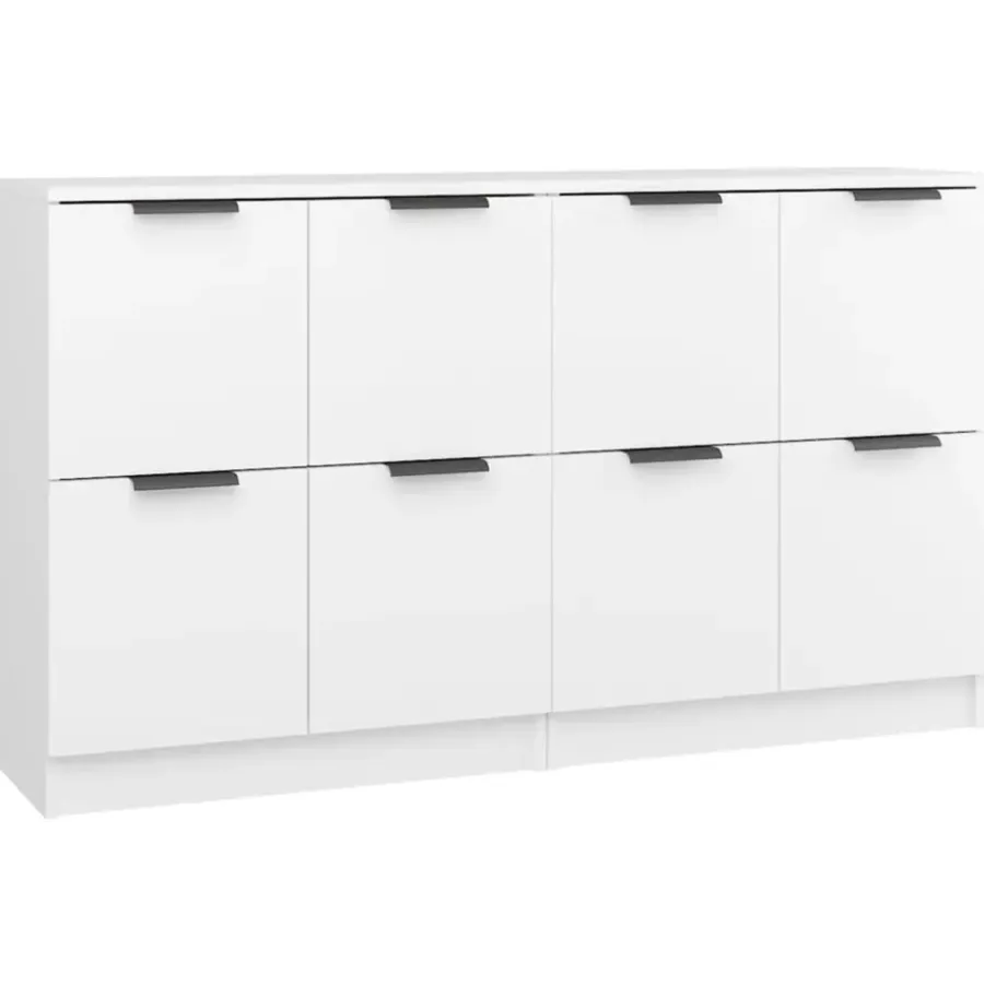 vidaXL - Dressoir - Wit - Bewerkt hout - 2 stuks