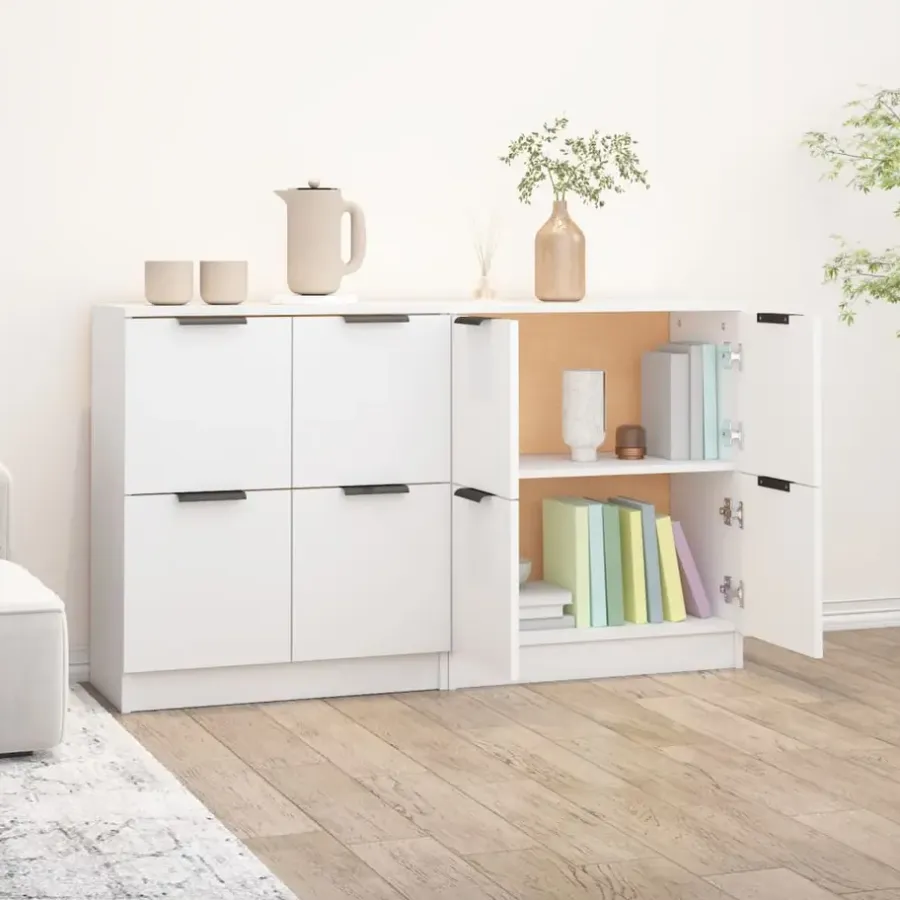 vidaXL - Dressoir - Wit - Bewerkt hout - 2 stuks
