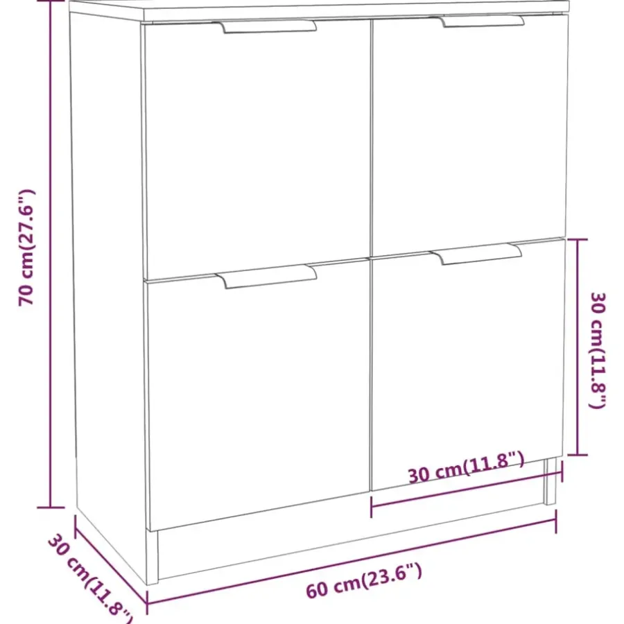 vidaXL - Dressoir - Wit - Bewerkt hout - 2 stuks